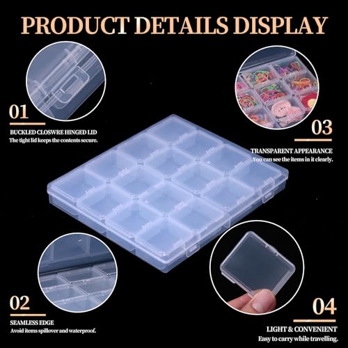 Image of Bead Organizer - 64-Compartment Clear Plastic Craft Organizers and Storage Box with Secure Hinged Lid, Jewelry Charms & Diamond Painting Art Supplies Organizer for Beads, Small Parts (64 pcs)