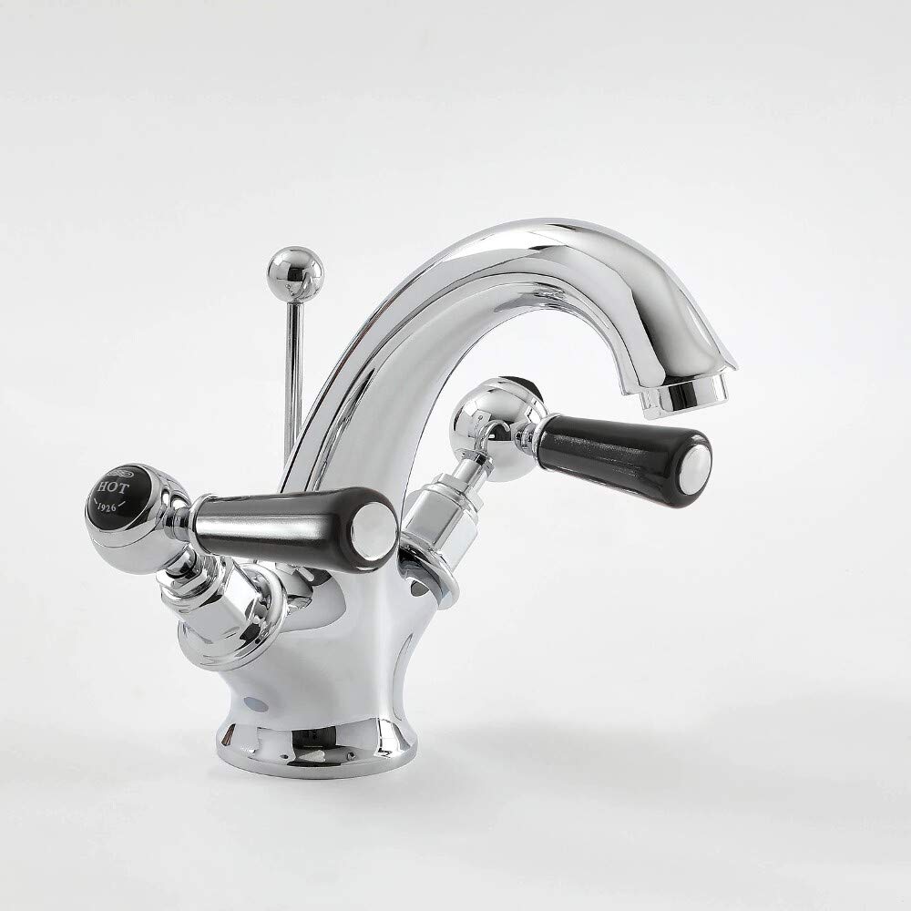 Milano Chrome & Black Elizabeth Mono Basin Mixer Tap Lever Handles - Chrome Black