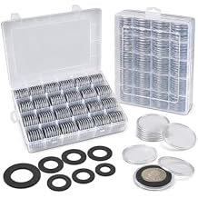 FULLCASE Coin Holders for Collectors168Pcs Coin Capsules with 6-Size Foam Gaskets 20-46mm for Silver Dollars Eagles & Foreign Coins, Airtight Coin Storage Box Organizer Collecting Supplies Black