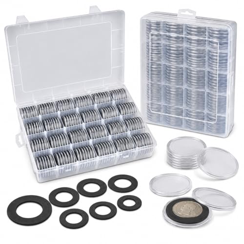 Coin capsules 46mm set with foam gasket & storage box (6 sizes) 168 pcs