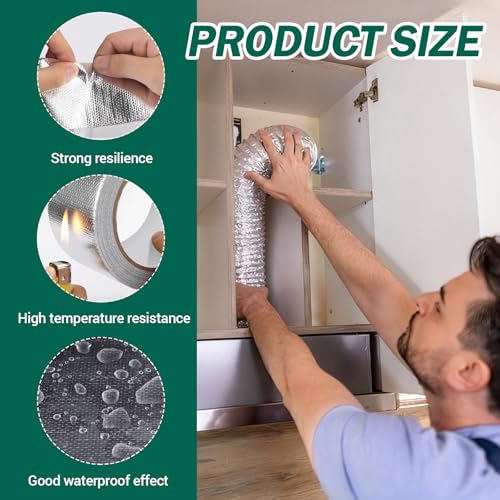 2 Stück Hitzeschutzband Selbstklebend, 5M x 5CM Aluminium Klebeband Hitzeschutzband Auspuff mit 12 Kabelbinder Auspuff Reparaturset Auspuffband Reparaturband für Auto Motorrad Krümmer