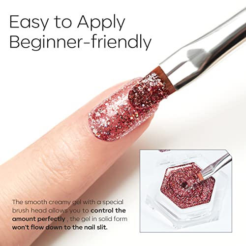 Modelones Gel Nail Polish, Rose Gold Glitter Solid Gel Polish Diamond Sparkle Pudding Gel Upgraded Crème Manicure Palette Soak Off Led Nail Art Gel Salon Diy Nail Design Decoration At Home 1 Pcs 3G #TOP5