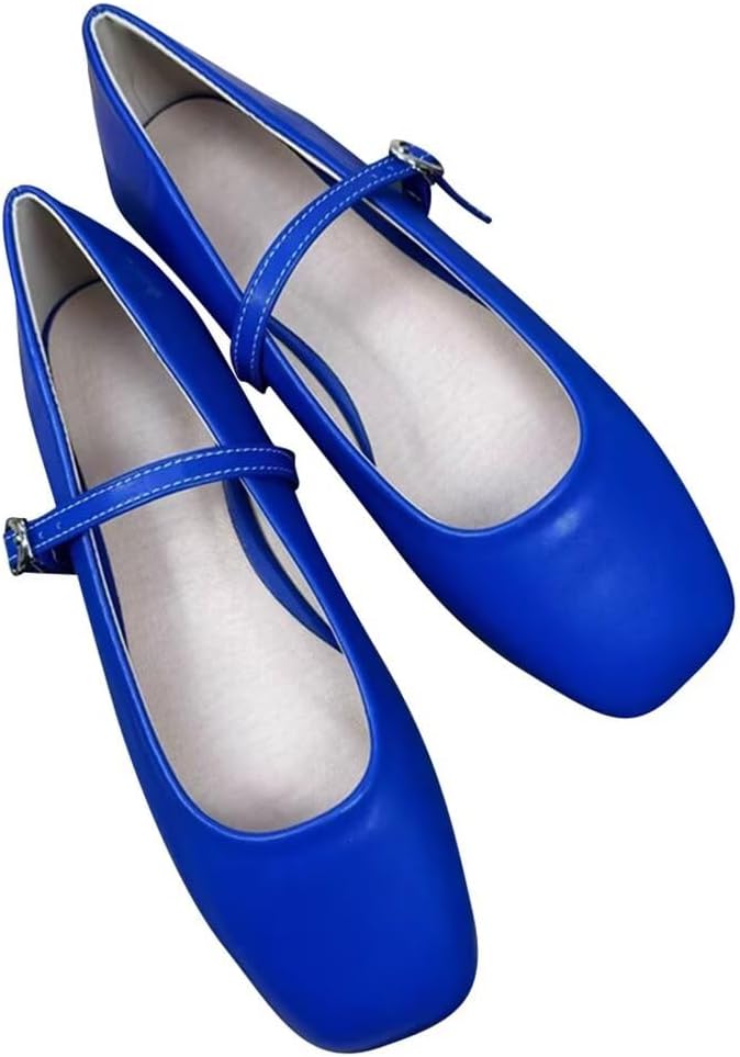 Stunner Women's Mary Jane Flats Retro Square Toe Soft Ballet Flats Comfort Double Line Strap Wedding Dressy Flats 2