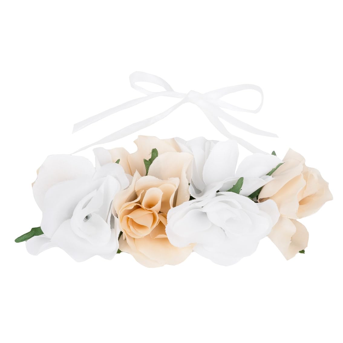 Reusable Pretty Bridal Floral Headband Adjustable Ribbon Faux Flower Crown Boho Festival Dress Up Headpiece Hair accessory white & pink brides bridesmaids hen parties
