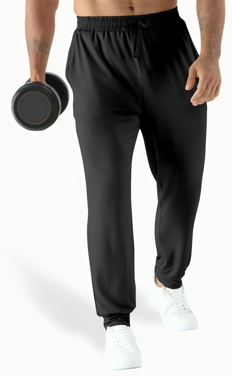 Men's Lightweight Workout Sweatpants with Zipper Pocket, Quick Dry Athletic Jogger Pants for Gym Running