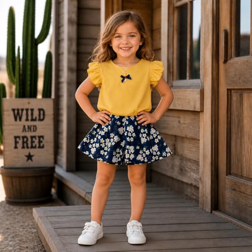 Image of Bold N Elegant Floral Embroidered Cotton Sleeveless Ruffle Top and Shorts Clothing Set for Infant Toddler Baby Girl
