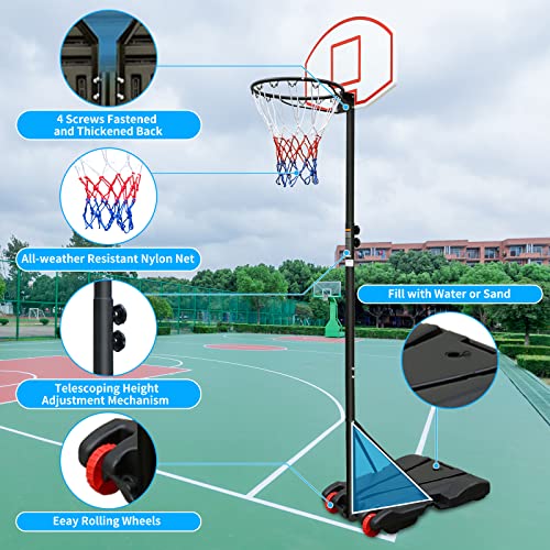 Aokung Teenagers Youth Height Adjustable 5.4 To 7Ft Basketball Hoop 28 Inch Backboard Portable Basketball Goal System With Stable Base And Wheels, Use For Indoor Outdoor #TOP2