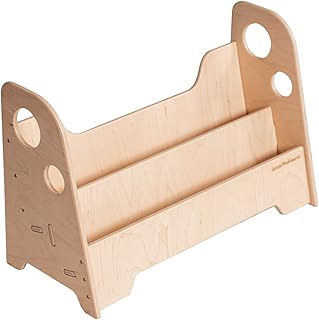 Woodandhearts, Montessori bookcase Wooden bookshelf for toddler - Floor bookshelf for modern kids - Front facing bookshelf (Floor bookcase "Adam" in Natural Wood)