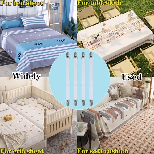 Covers Holder Straps Magic Sofa Couch Covers Sofa Slipcover Holder Clips 10 to 60in(25-160cm) Adjustable Elastic Straps for Sofa Covers Cushion (8, White) - Image 5