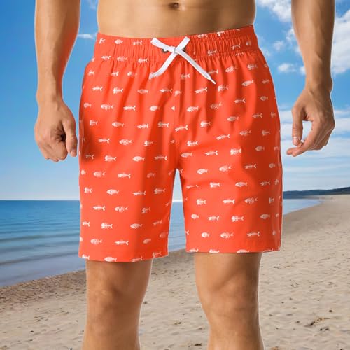 Men's Beach Shorts Lightweight Quick Dry Elastic Waist Swimming Trunks