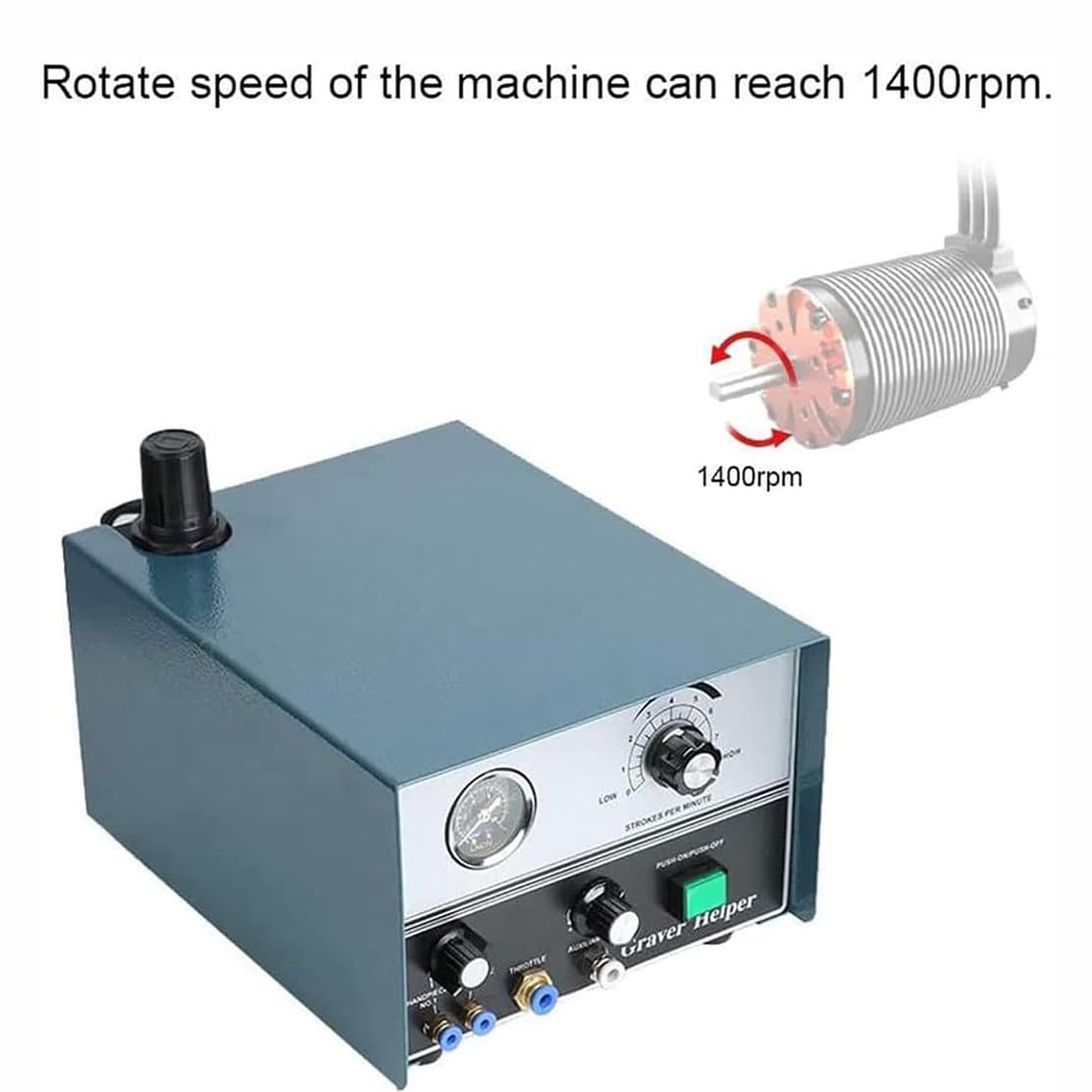 Máquinas De Grabado Manual Neumáticas 60W, Grabador De Joyería De Impacto De Doble Extremo, Herramienta De Micrograbador De Pieza De Mano De Velocidad Ajustable 4000Rpm Para Metal, Oro Y Plata