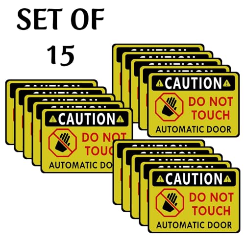 Image of CVANU Caution Do Not Touch Automatic Door Warning Safety Self-Adhesive Waterproof PVC Vinyl Sign Sticker Size (11.7inchX8.3inch) Pack of 15