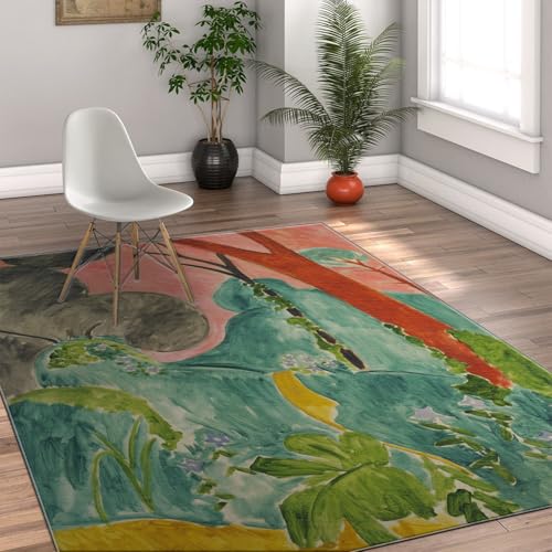 Tapis rouge antidérapant 180x270cm lavable à poils ras pour cuisine - 4