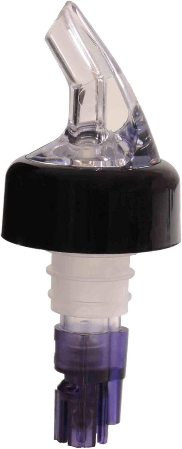 EcoQuality 1.125oz Purple Measured Liquor Pourer With Collar - Portion Control Bottle Pour Spout - For Liquor Bottles, Cocktail Measuring Pourer - For Bars, Lounges, and Restaurants (12 Pack)