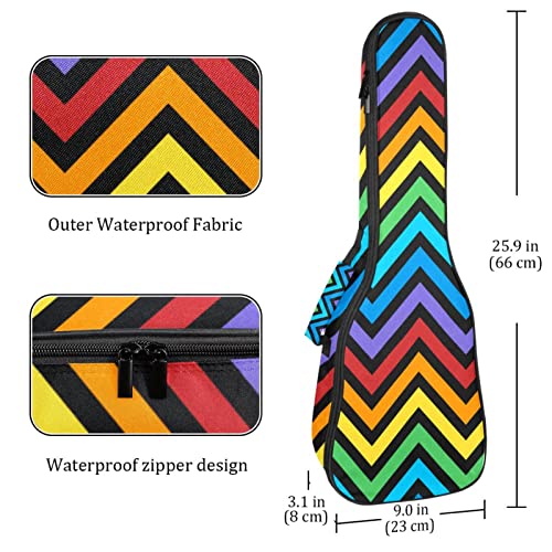 Housse pour ukulélé soprano à motif zigzag coloré avec sangles - 4