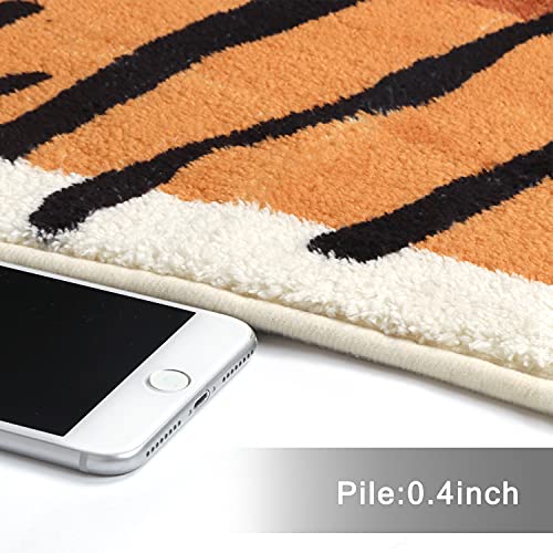 Livebox Kids Bedroom Rug Tiger Area Rug 36’’X45.5’’ Personalized Soft Playroom Rug Plush Non-Slip Childrens Machine Washable Rugs For Living Room Classroom Nursery Decor (Orange) #TOP4