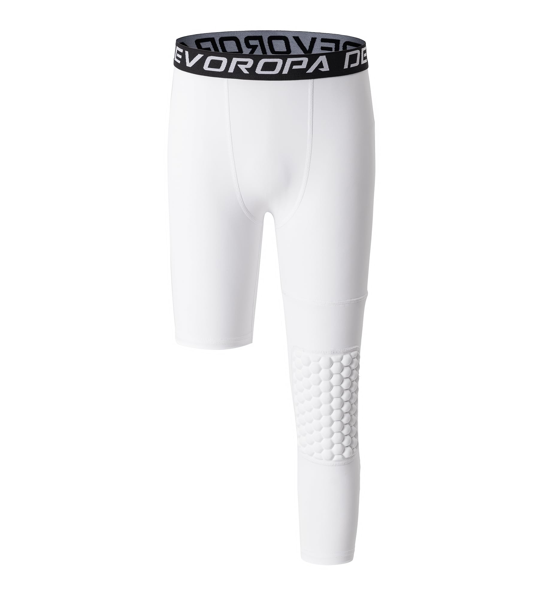 DEVOROPAYouth Boys' Compression Pants with Knee Pads 3/4 Basketball Athletic Tights Quick Dry Sports Workout Leggings