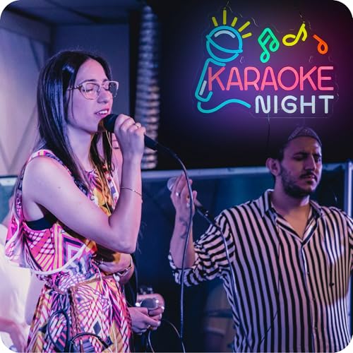 Image of Karaoke Night Neon Sign for Wall Decor Karaoke Bar Led Light Up Signs Wall Led lights Game Room Man Cave Pub Room Party Birthday