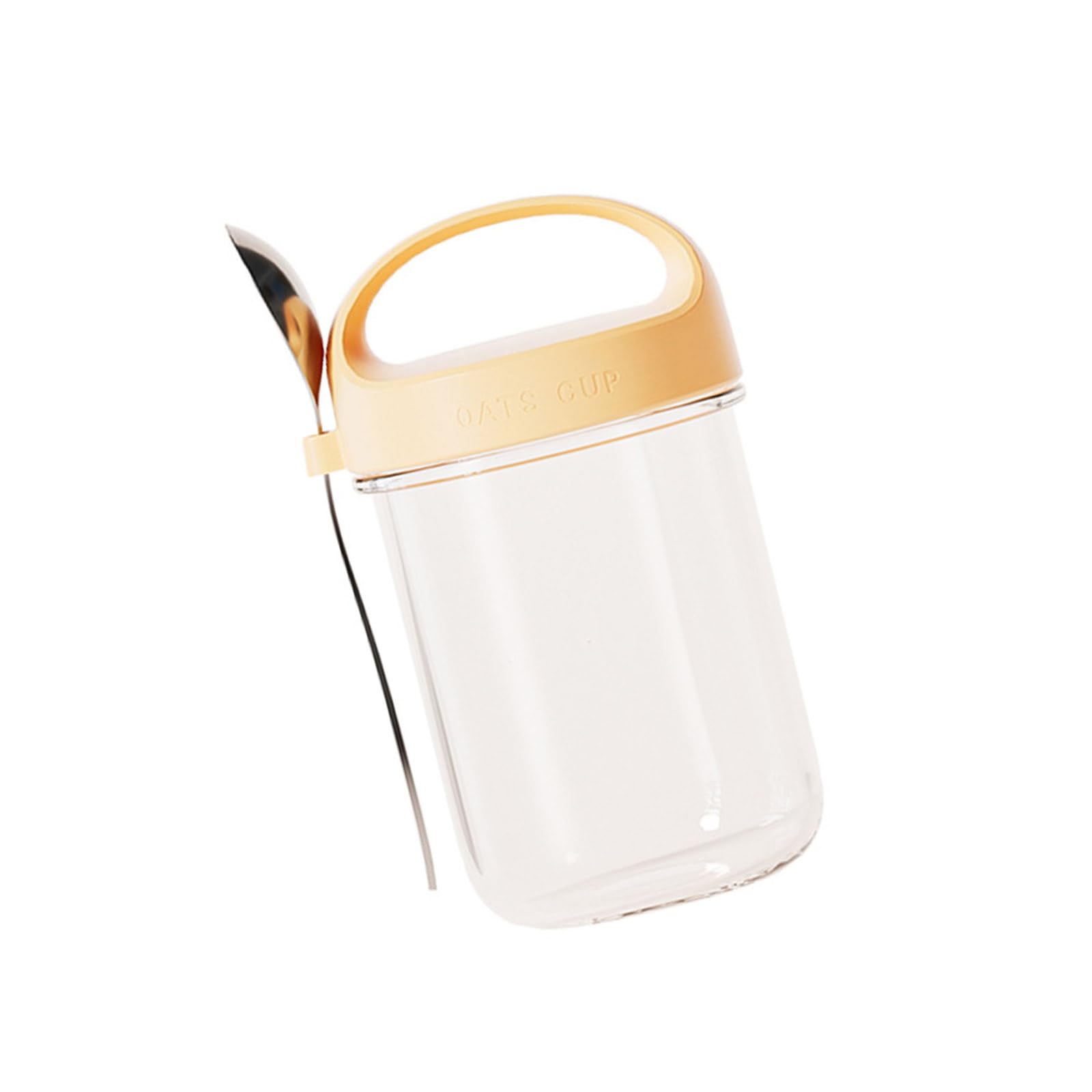 Tsophreniq Friendly Glass Cereal Cup with Measuring Spoon and Lid Oats Container Oatmeal Nut Yogurts Salad Cup Food Storage Container