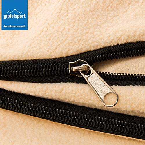 Mikrofaser Fleece Decke mit Schlafsackfunktion I Größe 185 x 150cm, 690 g I Microfaser Camping Deckenschlafsack I weiß