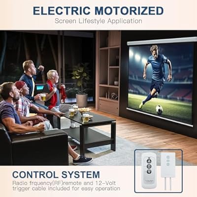 YODOLLA 150 Projector Screen Motorized 16:9, 4K HD Pull Down Retractable Projection Screens Electric Automatic Wall Ceiling Movie Screen for Office Classroom Indoor with Remotes