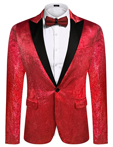 COOFANDY Men s Gold Tuxedo Jacket Slim Fit Sparkly Blazer Dinner Prom Wedding Suits