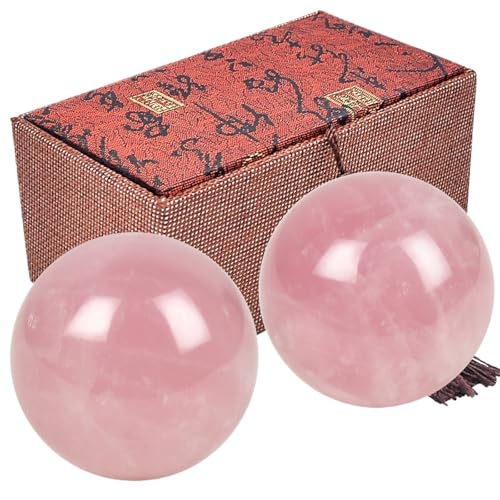 Bolas Baoding Bolas de baoding cristal natural 1,6 pulgadas for terapia manos, ejercicio y alivio del estrés(Rose quartz)
