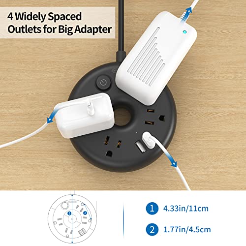 NTONPOWER Extensión de 25 pies con 4 tomas y 2 puertos USB, protección contra sobrecarga, carcasa resistente al fuego ABS+PC miniatura 3