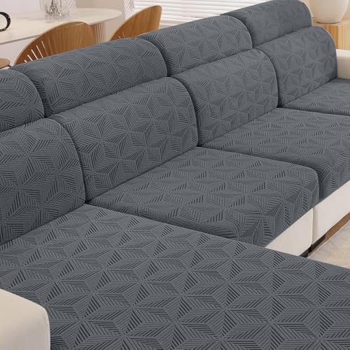 Ystyle Funda Asiento Sofa Elástico, Funda Sofa Cojin Separado Ajustables Antiarañazos, Universal Protector De Asiento De Funda De Cojín Antideslizante Antimanchas (Chaise Longue, Gris Claro)