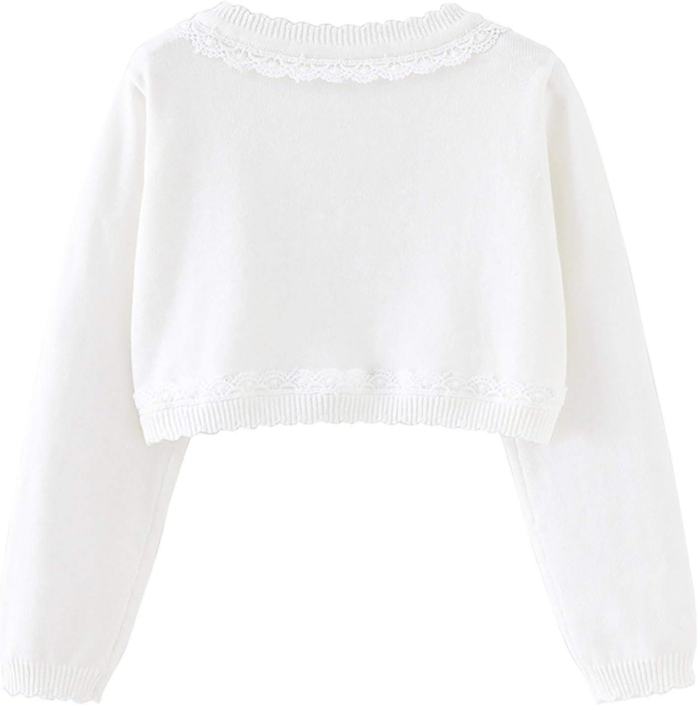 Little Girls Lace Bolero Shrug Baby Girl Knit Top for Fall Dress Cover Up Cute Long Sleeve Cardigan Button Cropped Jacket