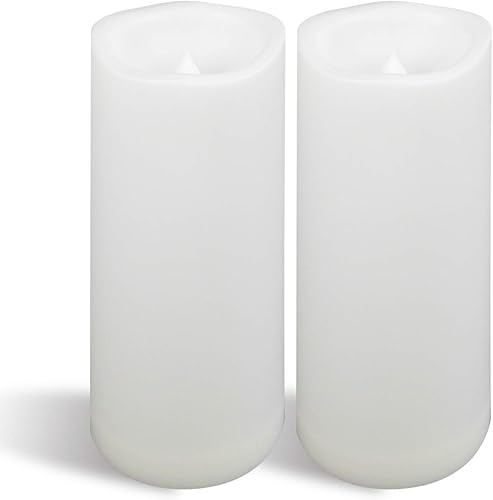 CANDLE CHOICE Velas impermeables sin llama para exteriores, funcionan con pilas, con temporizador, gran resina plástica brillante, parpadeante,