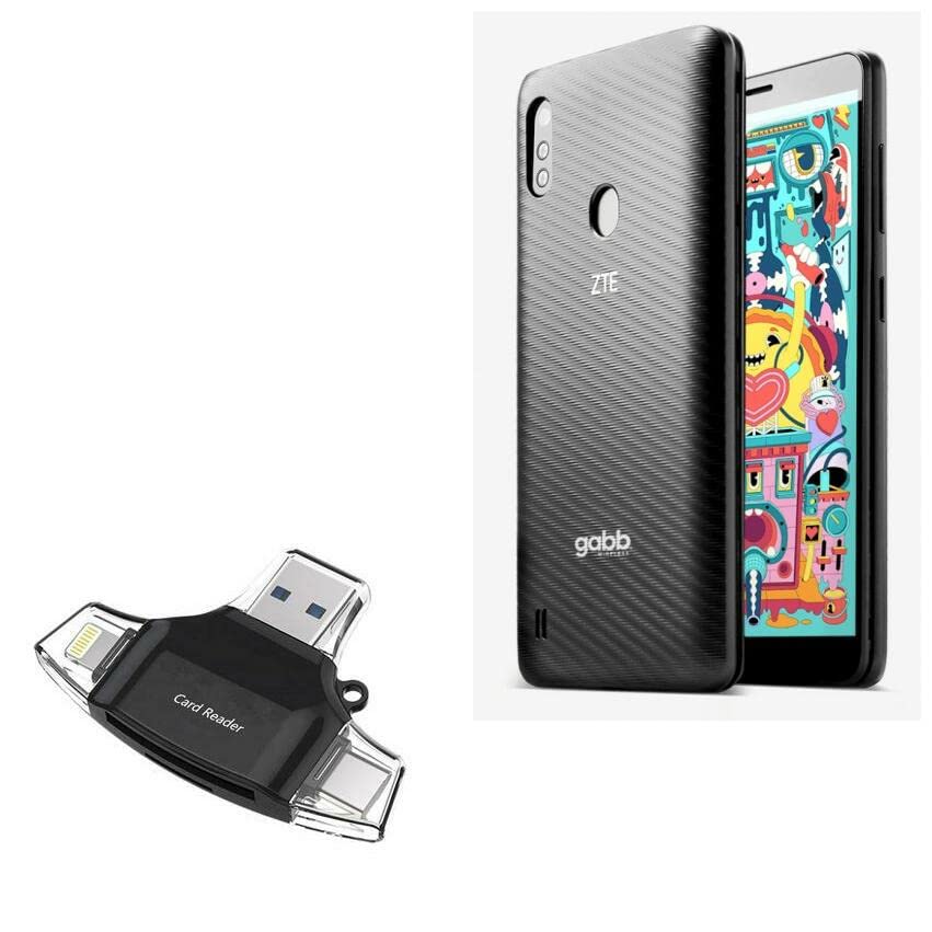 BoxWave Smart Gadget compatible con ZTE Gabb Z2   AllReader lector de tarjetas SD, lector de tarjetas microSD compacto USB   Negro azabache