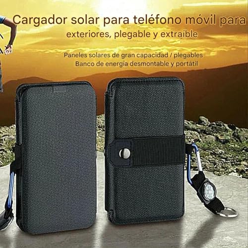 Cargador Solar Portátil e Impermeable con Panel Plegable para Teléfono y Tableta 5