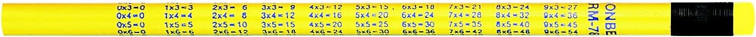 J.R. Moon Pencil JRM7843B Multiplication Pencils, 0.5" Height, 2.5" Wide, 8" Length (12 Count)