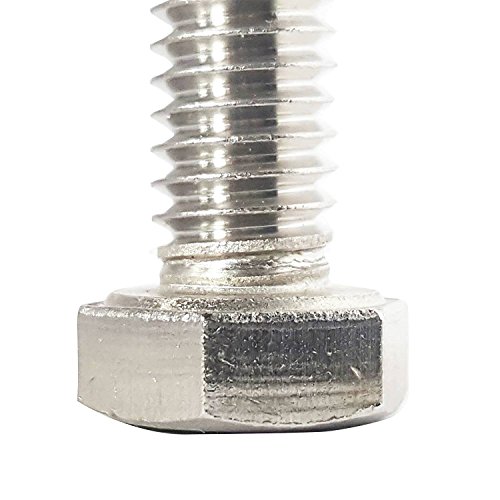 1/4-20 X 1-1/2" Hex Head Cap Screw Bolts, External Hex Drive, Stainless Steel 18-8, Full Thread, Bright Finish, Flat Point, Quantity 25 By Fastenere #TOP2