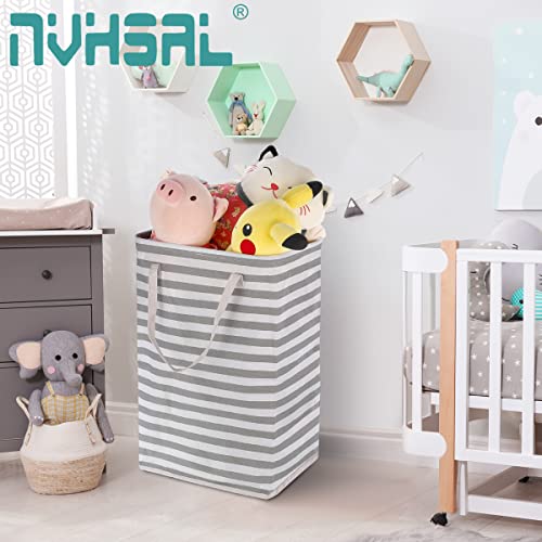 Collapsible Laundry Hamper With Handles, Large Laundry Basket 75L Freestanding Square Storage Bin Towels Toy Clothes Organizer Canvas Waterproof Laundry Baskets For Home Travel School (Grey White) #TOP5