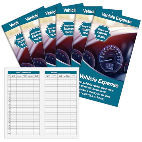 Motiskyy 6 Pcs Vehicle Mileage Log Book for Car Auto Mileage Expense Record Notebook Tracker Vehicle Expense Journal Business Bookkeeping for Driving, 6.3 x 3.3 Inch 32 Pages Each(Expense)