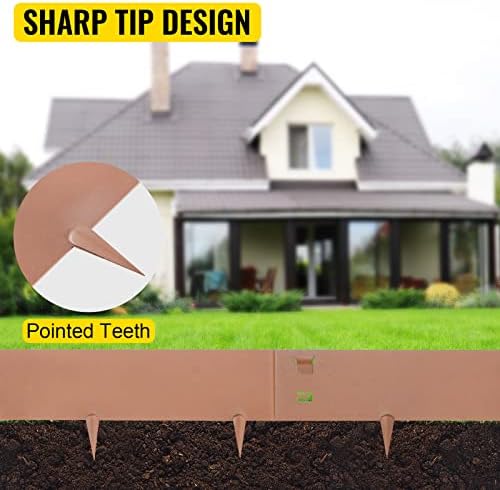 VEVOR Steel Lawn Edging, 5PCS 3"x39" Metal Landscape Edgings, 16.25 ft Total Length Garden Border, Flexible and Bendable Galvanized Steel Landscaping, Metal Edge for Yard, Lawn, Pathway, Brown