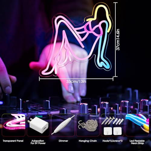 Image of Golden Hair Beauty Neon Sign Neon Sign Led Neon Lights for Wall Decor Dimmable for Bedroom Led Sign USB Powered for Christmas Thanksgiving Birthday Party Girls Gifts