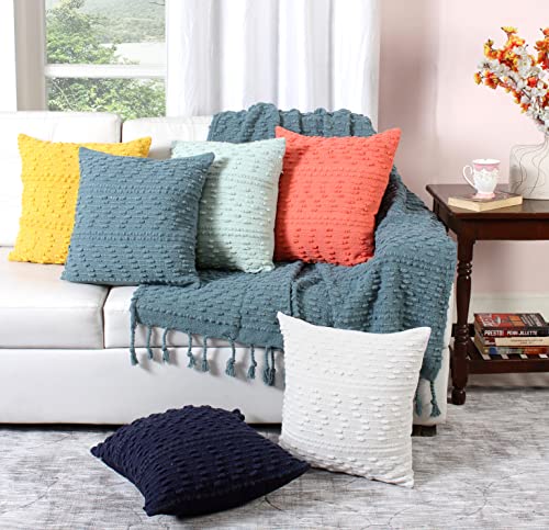 Accenthome Boho Throw Pillow Cover 20X20 Inch (2 Pc) Cotton Hand Woven Decorative Design Pillows For Farmhouse Couch Sofa Bedroom | Yellow Tufted Pillow Covers | Home Decor Textured Hug Pillowcases #TOP5