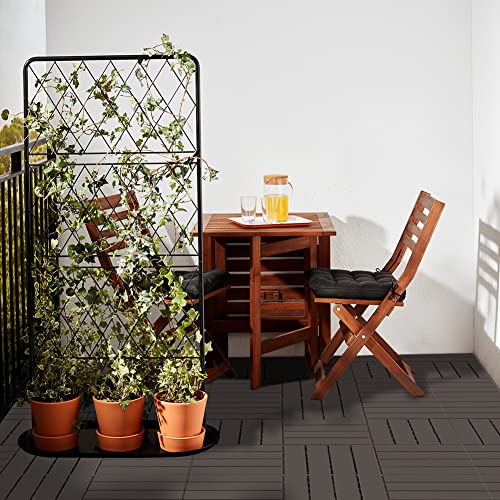 Domi Outdoor Living Patio Deck Tiles, 12 X 12 Inches Composite Interlocking Decking Tile, Four Slat Plastic Outdoor Flooring, 9 Pieces One Pack, Dark Grey #TOP1