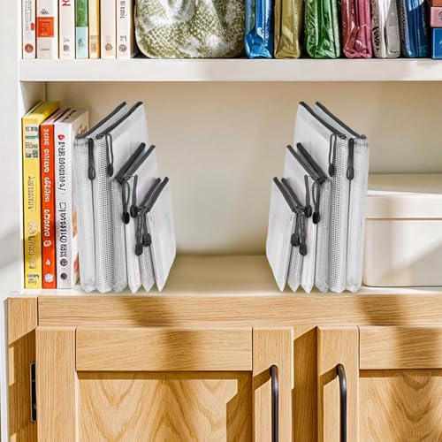 15 Stück Dokumententasche A4+A5+A6, Dokumentenmappe mit Reißverschluss Wasserdichte Reißverschlusstasche Dokumententaschen für Datei Testpapiere Quittungen Kosmetika, Schwarz