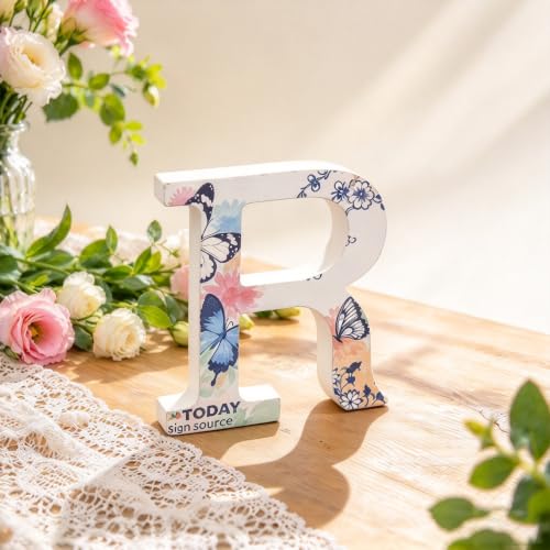 Freeas Weiße Holzbuchstaben 10 cm für Wanddekoration & Basteln (R) – Ansicht 1