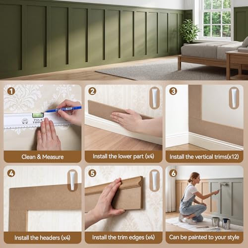 INMOZATA Board and Batten Wall Panel Kit, Paintable Wainscoting Panels — view 5
