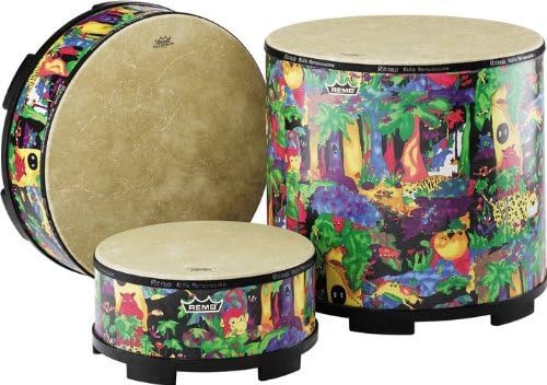 Remo Kids Gathering Drum in lovely Rainforest Design (8 x 16 inches; Age 5+) by Remo