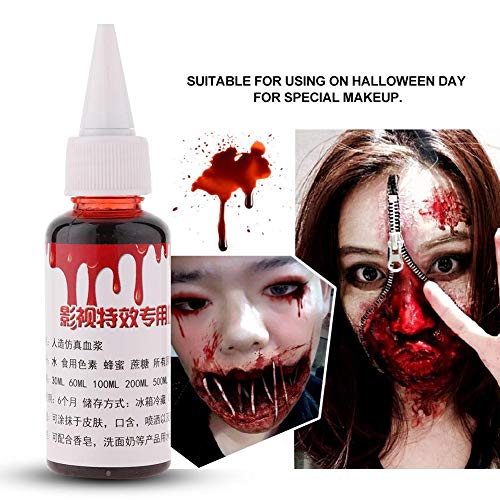 Sangue finto professionale, Halloween Trucco Puntello Ferite speciali Cicatrici Sacca di sangue Zombie Costume da festa Puntelli Trucco fantasia Sangue finto per bambini e adulti(30ml)