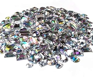 Gnognauq 200PCS Acrylic AB Gems Flatback Diamante Rhinestones Crystal Mixed Shapes Sew On for DIY Crafts Clothes Bag Shoes