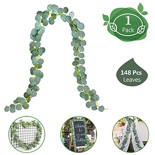 ASANMU Eukalyptus Künstlich, 1 Stück 2M Efeu Künstlich Deko Pflanzen Hängen Reben Blätter, Künstliche Efeugirlande Grün Kunstpflanzen für Hochzeitsdeko Garten Party Balkon Hochzeit Wand Dekoration