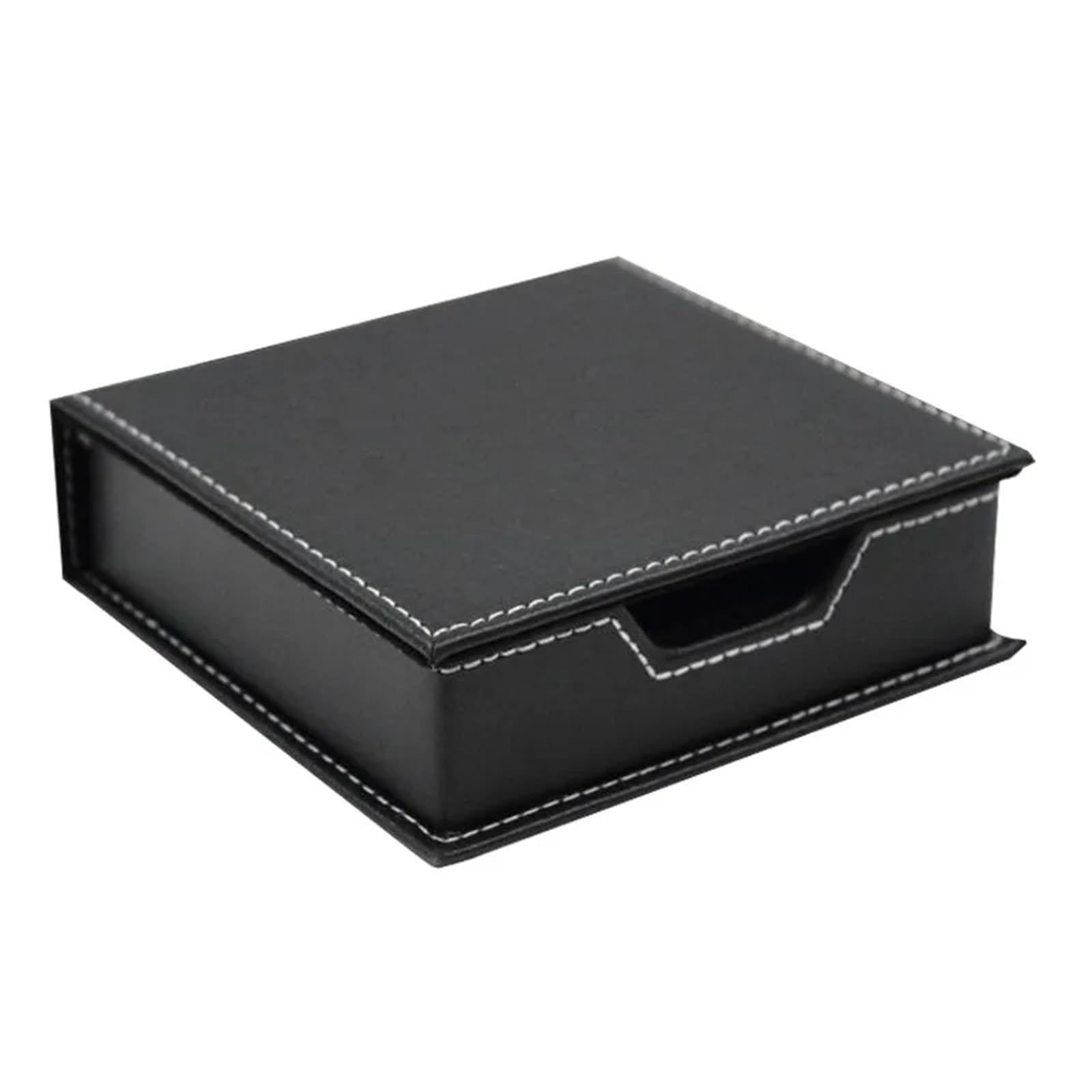 Yangshe Black Pu Leather Memo Box 2-Pack Desk Organizer For Cards Notes Office Supplies
