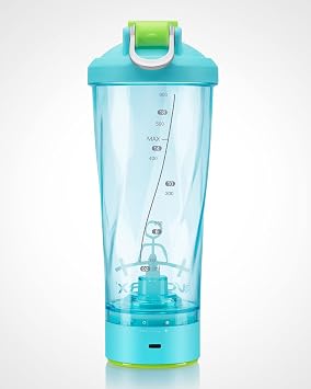 VOLTRX Electric Shaker Bottle - VortexBoost Portable USB C Rechargeable Protein Shake Mixer, Shaker Cups for Protein Shakes, BPA Free, Waterproof, Colored Light Base, 24 oz (Aurora Green)